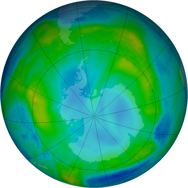 Antarctic ozone map for 19 June 2004